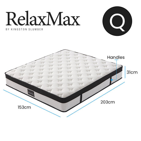 Kingston Slumber RelaxMax 31cm Euro Top 5-Zone Pocket Spring Mattress — OEKO-TEX Knitted — Allure Home Collections