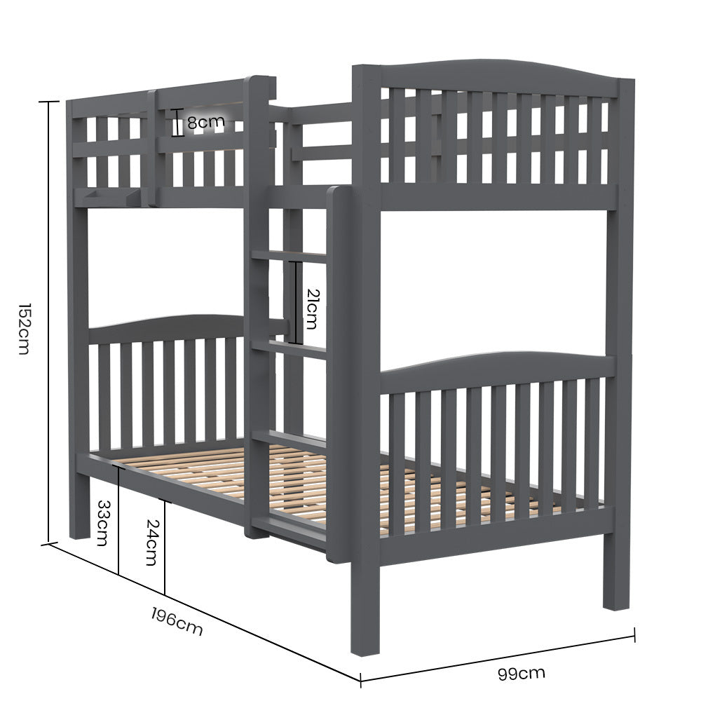 Norcia Single Bunk Bed, Grey