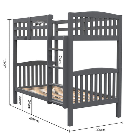 Norcia Single Bunk Bed, Grey
