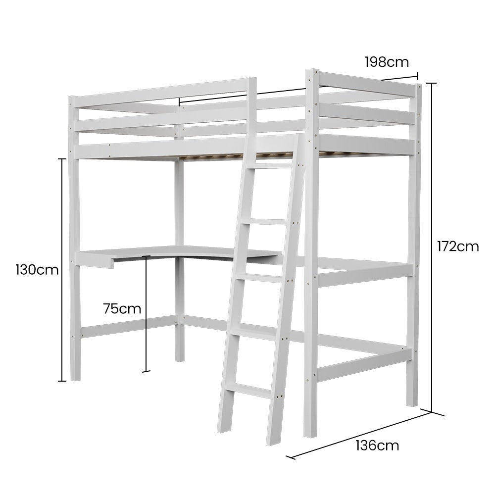 Kingston Slumber loft bed with desk assembly and instruction detail — Allure Home Collections