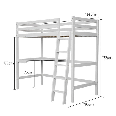 Kingston Slumber loft bed with desk assembly and instruction detail — Allure Home Collections