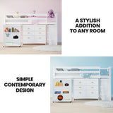 Kingston Slumber white loft bed pull-out desk close-up — Allure Home Collections