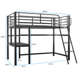 Gubbio Single Loft Bed, Dark Grey