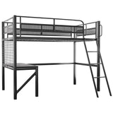 Todi Dark Grey Single Loft Bed frame in a modern bedroom