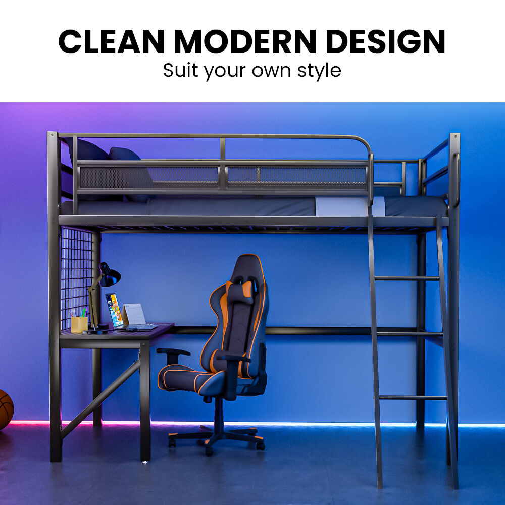 Todi Single Loft Bed, Dark Grey