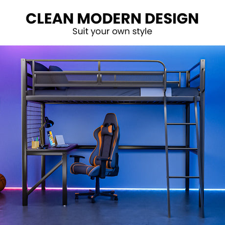 Todi Single Loft Bed, Dark Grey