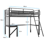 Todi Single Loft Bed, Dark Grey
