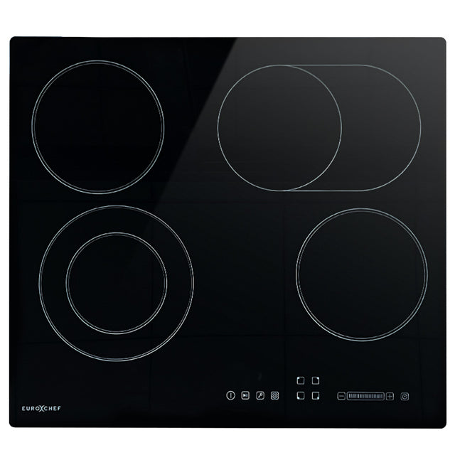 60 cm ceramic cooktop with four zones and frameless black glass surface
