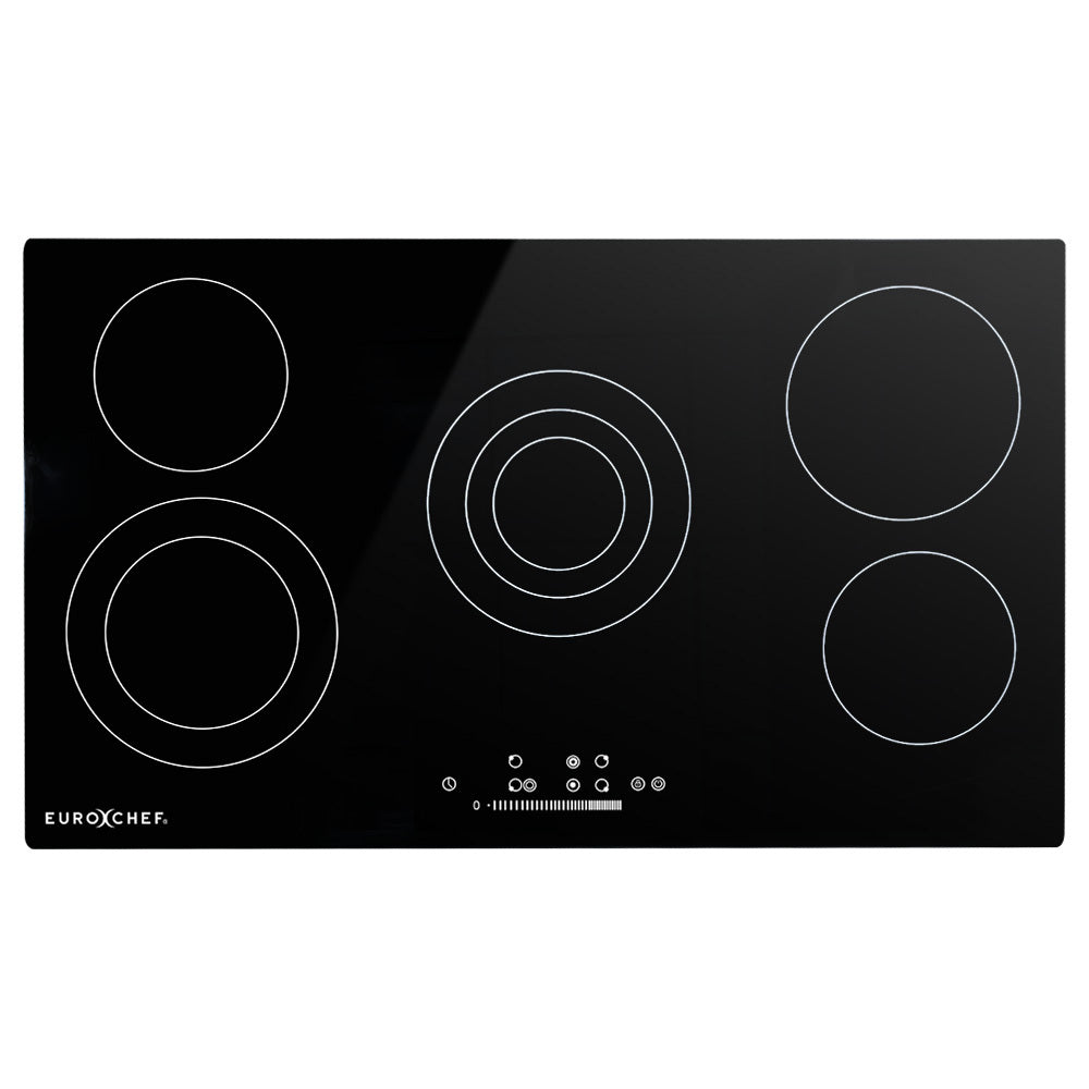 90 cm ceramic cooktop with five cooking zones and frameless black glass