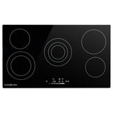 90 cm ceramic cooktop with five cooking zones and frameless black glass