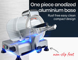 Built in double sided blade sharpener mounted on the meat slicer