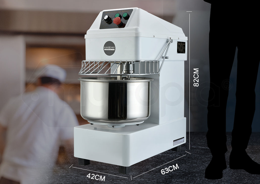 Front view of the two speed spiral dough mixer