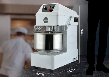 Front view of the two speed spiral dough mixer
