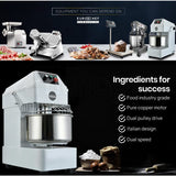 Front view of 30 L spiral dough mixer showing control panel and timer dial