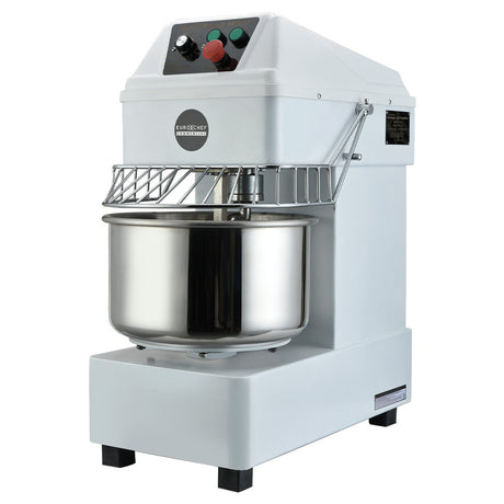Commercial 30 litre spiral dough mixer with stainless steel bowl and spiral hook