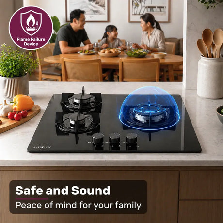 Dimension diagram of the 60 cm gas cooktop, 580 x 510 x 109 mm