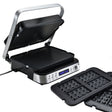 Stainless steel 1600 W contact grill and sandwich press with LCD control panel