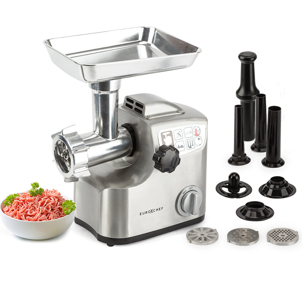 MG850 electric meat grinder, 1800 W, brushed aluminium body with metal hopper