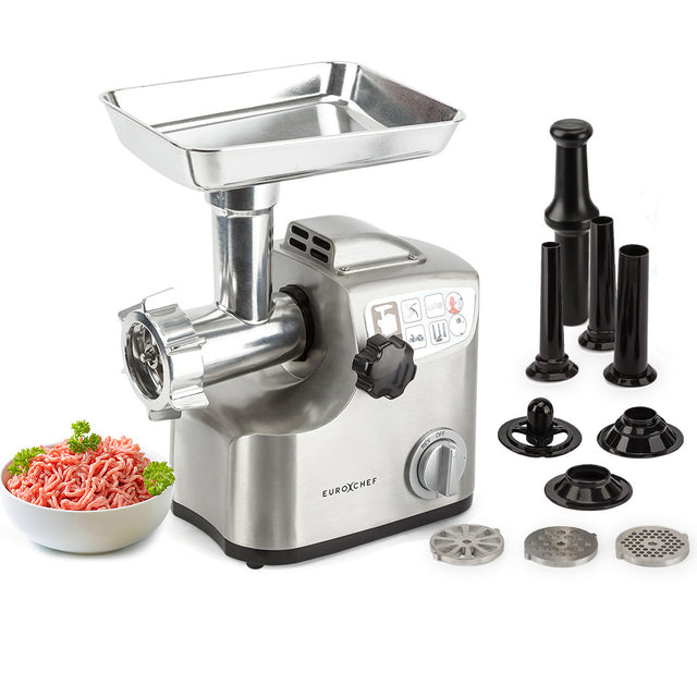 MG850 electric meat grinder, 1800 W, brushed aluminium body with metal hopper