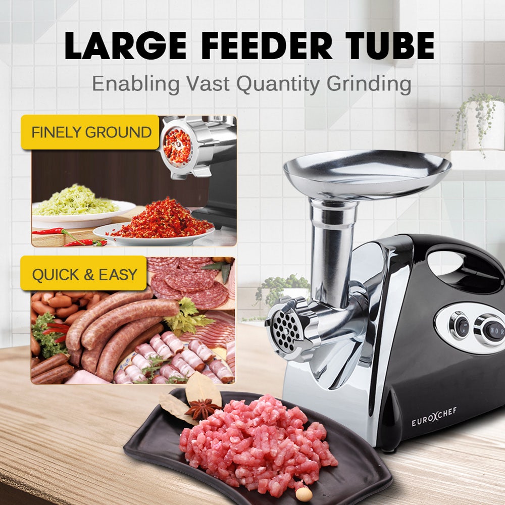 Mince coming out of the grinder head into a bowl