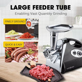Mince coming out of the grinder head into a bowl