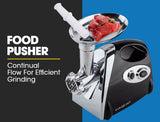 Sausage adapter and kibbe attachment fitted to the electric meat grinder
