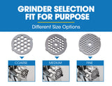 Three metal grinding plates supplied with the electric meat grinder