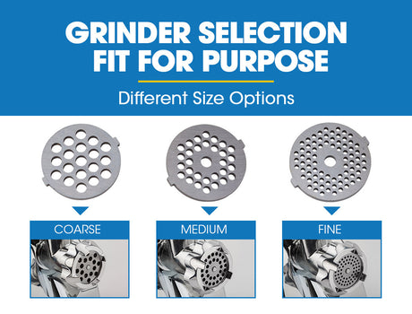 Three metal grinding plates supplied with the electric meat grinder