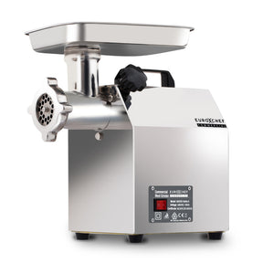 Commercial electric meat grinder, 950 W, stainless steel body with large feeding tray