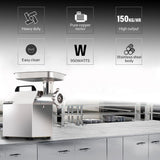 Front view of the MG950 Series II stainless steel commercial meat grinder