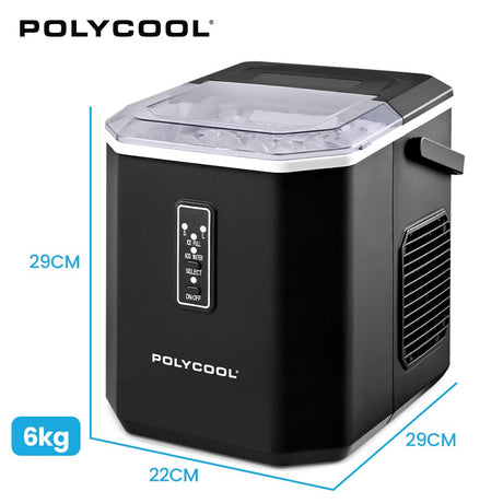 Ice maker dimensions 29 cm wide, 22 cm deep and 29 cm high