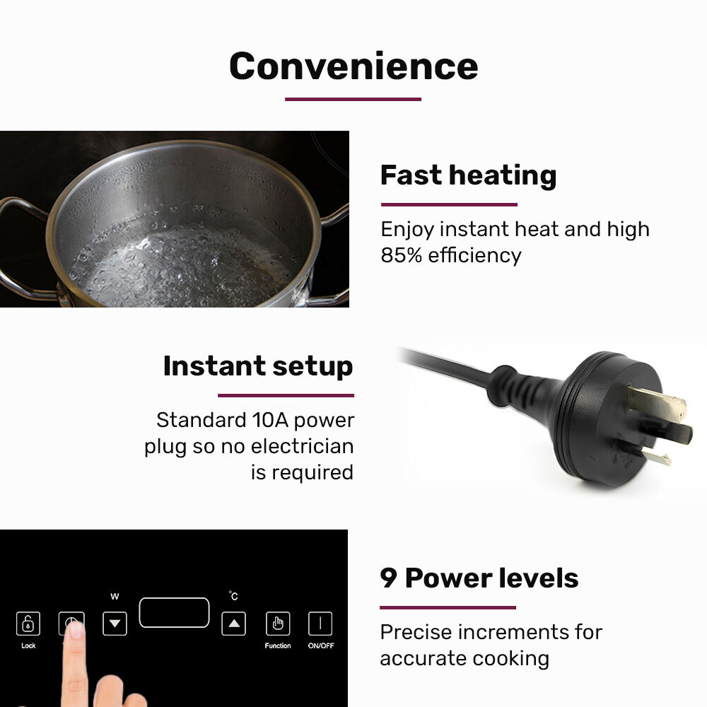 Slim 4.5 cm profile of the portable double induction cooktop
