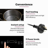 Slim 4.5 cm profile of the portable double induction cooktop