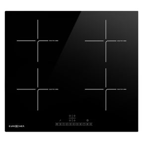 60 cm four zone induction cooktop with frameless black glass and touch slider