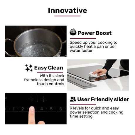 Magnetic base frying pan on the 180 mm induction zone