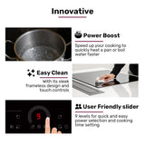 Dimension diagram of the induction cooktop with 560 by 490 mm cut out