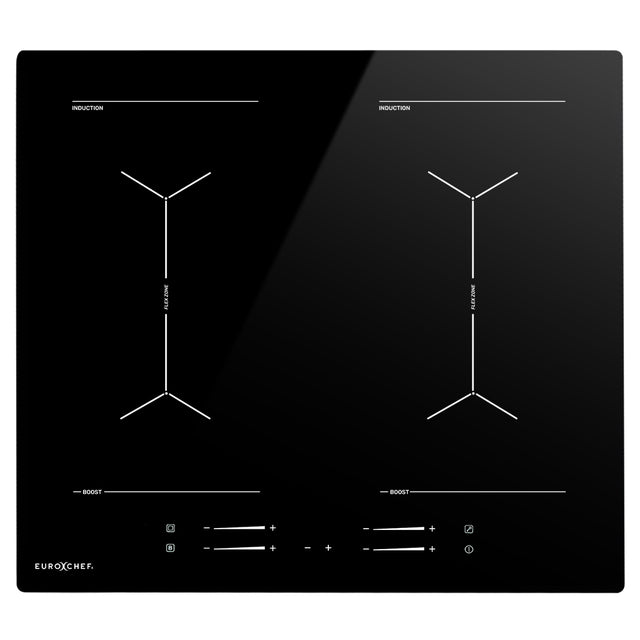60 cm four zone induction cooktop with frameless black glass and link function