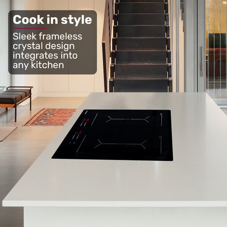 Nine level touch slider control panel on the 7200 W induction cooktop