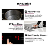 Dimension diagram of the induction cooktop with 560 by 490 mm cut out