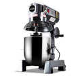 Silver 10 L commercial planetary stand mixer, 750 W, with stainless steel bowl and bowl guard