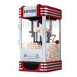 Red and white retro popcorn machine, 310 W, with transparent cabinet and stainless steel kettle
