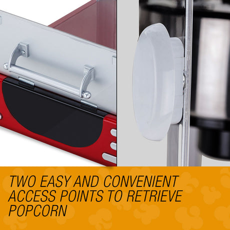 Crank handle used to sweep popcorn out of the machine