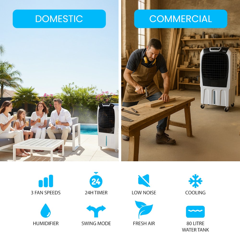 Toblino Evaporative Air Cooler, 450W, 80L, with Remote