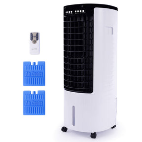 Portable evaporative air cooler with 12 L water tank and LCD control panel