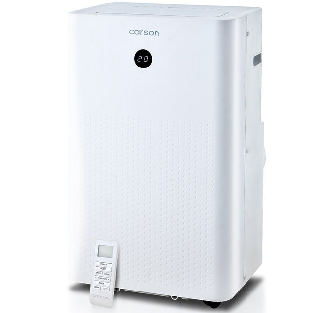 Portable air conditioner rated 3.5 kW, 12000 BTU, front view