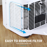 Side profile of the 44 x 34 x 82 cm portable air conditioner