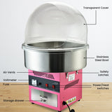 Clear impact resistant bubble cover fitted over the fairy floss bowl