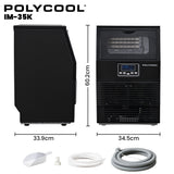 Ice maker dimensions 34.5 cm wide, 33.9 cm deep and 60.2 cm high