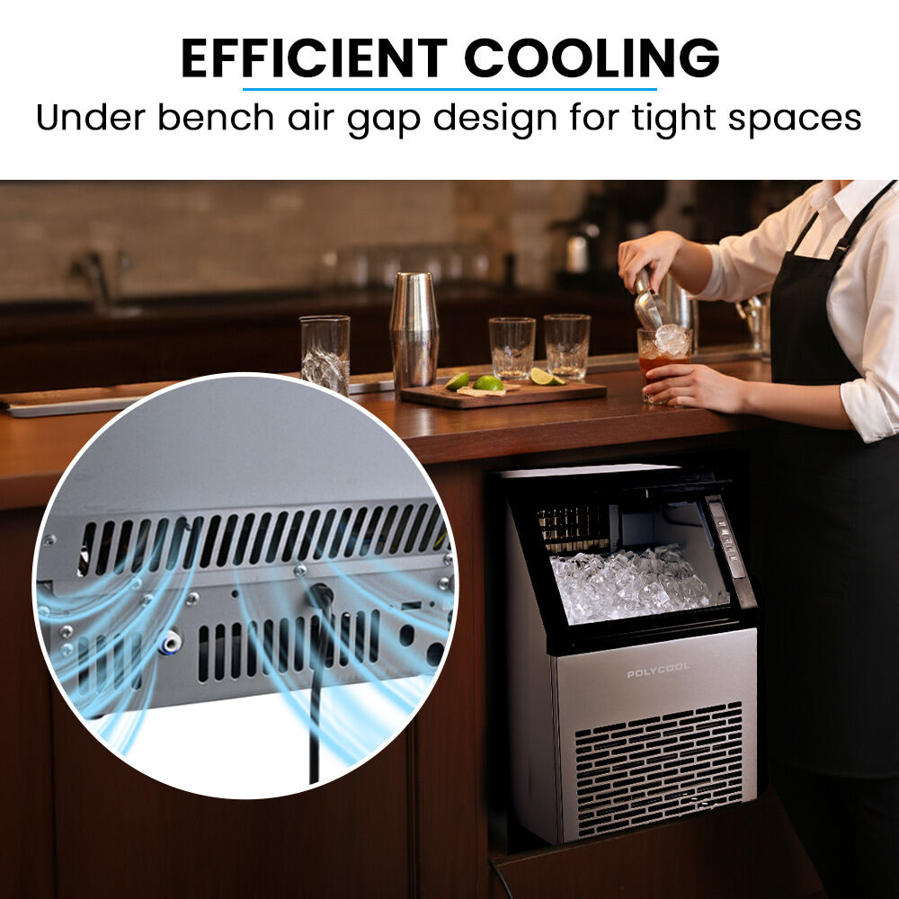 Insulated ice bin holding up to 6 kg with internal light