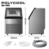 Ice maker dimensions 38.8 cm wide, 37 cm deep and 58.7 cm high